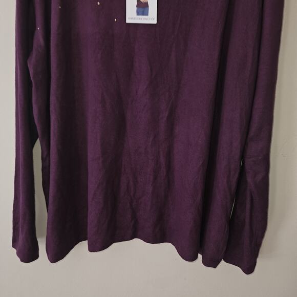 NWT Gloria Vanderbilt Rhinestone Hacci Top Long Sleeve Shirt Purple Women's XL - Picture 5 of 8